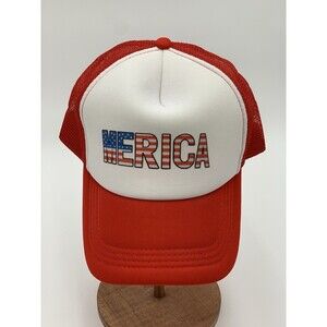 USA Red Trucker Hat Merica 4th of July Patriotic America One Size New Unisex